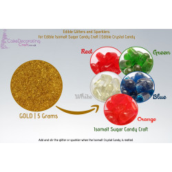 Gold Sparkle Glitter | Edible | 4 Grams | Isomalt Sugar Crystal Candy | Cake Decorating Sugar Craft 